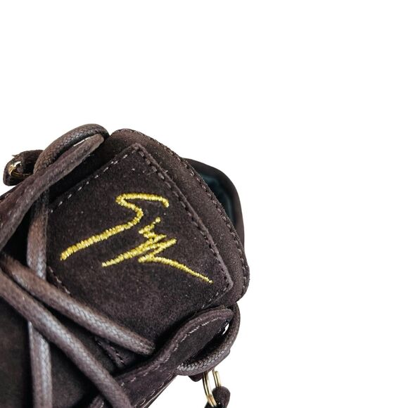 Giuseppe Zanotti Lorenz Gold Logo Leather Heels Sneakers - Picture 6 of 7